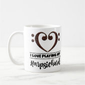 ベースクレフ、 音符記号ハート私は愛遊する私のハープシコード コーヒーマグカップ (左)