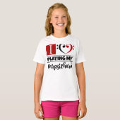 ベースクレフ、 音符記号ハート私は愛遊する私のハープシコード Tシャツ (正面フル)