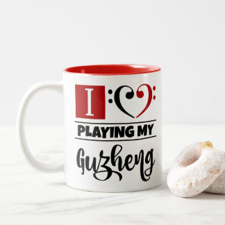 ベースクレフ、 音符記号ハート私は愛遊する私のGuzheng ツートーンマグカップ