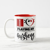 ベースクレフ、 音符記号ハート私は愛遊する私のGuzheng ツートーンマグカップ (左)