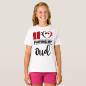 ベースクレフ、 音符記号ハート私は遊私のウードを愛する Tシャツ (正面フル)