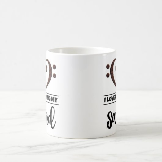 ベースクレフ、 音符記号ハート私は遊私のサロドを愛 コーヒーマグカップ (中央)