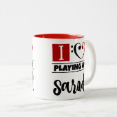 ベースクレフ、 音符記号ハート私は遊私のサロドを愛 ツートーンマグカップ (正面右)