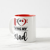 ベースクレフ、 音符記号ハート私は遊私のサロドを愛 ツートーンマグカップ (正面左)