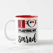 ベースクレフ、 音符記号ハート私は遊私のサロドを愛 ツートーンマグカップ (左)