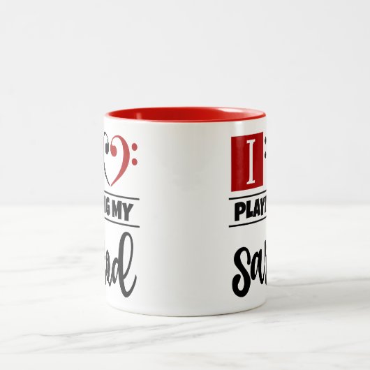 ベースクレフ、 音符記号ハート私は遊私のサロドを愛 ツートーンマグカップ (中央)
