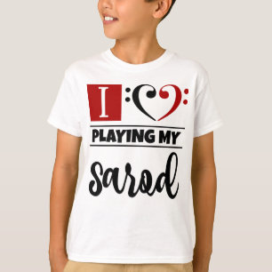 ベースクレフ、 音符記号ハート私は遊私のサロドを愛 Tシャツ