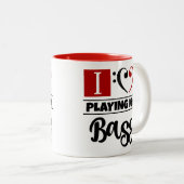 ベースクレフ、 音符記号ハート私は遊私のベースを愛 ツートーンマグカップ (正面右)