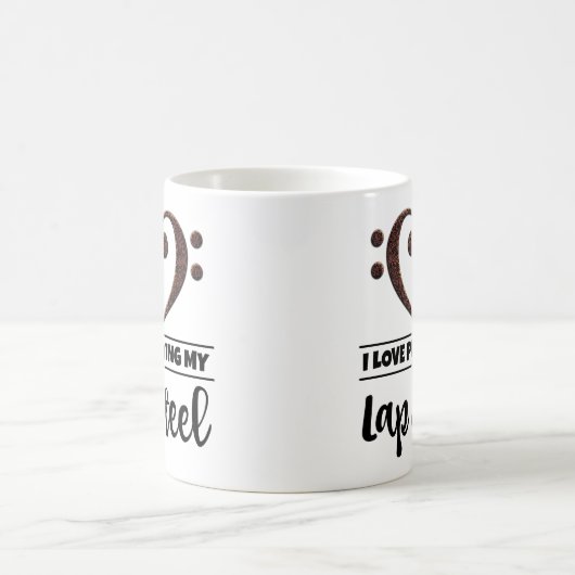 ベースクレフ、 音符記号ハート私は遊私のラップスチール大好き コーヒーマグカップ (中央)