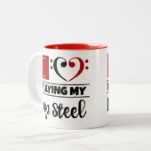 ベースクレフ、 音符記号ハート私は遊私のラップスチール大好き ツートーンマグカップ (正面左)