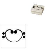 ベースクレフ、 音符記号ハート ラバースタンプ (押印)