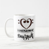 ベースクレフ、 音符記号ハートI Love 遊's My Bouzouki コーヒーマグカップ (左)