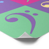 ベースクレフ、 音符記号パターン明るい色パターン ポスター (角)