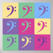 ベースクレフ、 音符記号パターン明るい色パターン ポスター (正面)