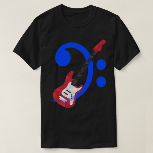 ベースクレフ、 音符記号ベース・ギター・ベース・ベース・ベース・ギタリスト・ミュージック Tシャツ (デザイン正面)