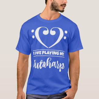 ベースクレフ、 音符記号ミュージカルハート私は愛遊の私のオートハープ Tシャツ
