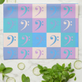 ベースクレフ、 音符記号ミュージックパターンパステルカラー キッチンタオル (折り畳み)