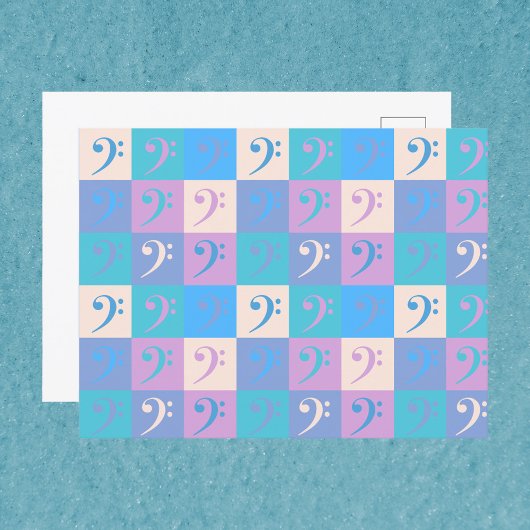 ベースクレフ、 音符記号ミュージックパターンパステルカラー ポストカード