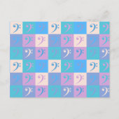 ベースクレフ、 音符記号ミュージックパターンパステルカラー ポストカード (正面)