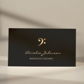 ベースクレフ、 音符記号ミュージック先生金ゴールド&ブラックプロフェッショナル 名刺