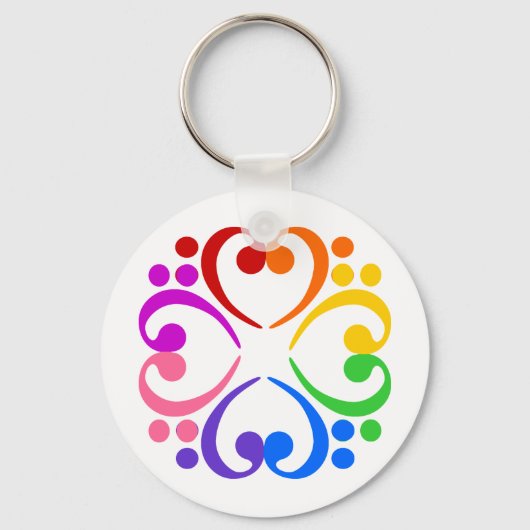 ベースクレフ、 音符記号花 キーホルダー (正面)