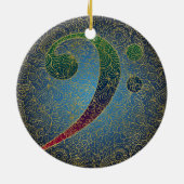 ベースクレフ、 音符記号金ゴールドフィリグレカラフルー – Music セラミックオーナメント (裏面)