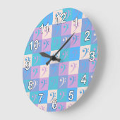 ベースクレフ、 音符記号音楽パターンパステルと数字 ラージ壁時計 (傾斜)