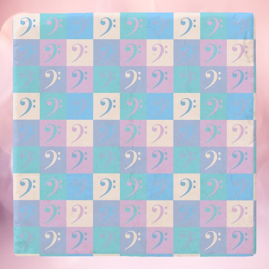 ベースクレフ、 音符記号音楽パターンパステル ストーンコースター