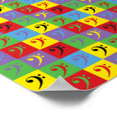 ベースクレフ、 音符記号音楽レインボーパターン ポスター (角)