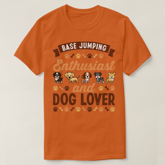 ベースジャンプ愛好家と犬の恋人ギフト Tシャツ (デザイン正面)