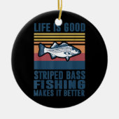 ベースストライプの魚釣りギフト塩水魚ストライプの セラミックオーナメント (正面)