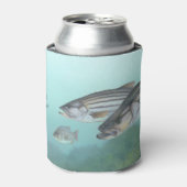ベースストライプの魚釣り 缶クーラー (缶正面)