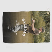 ベースパパエバおもしろい魚釣り父の日 ゴルフタオル (横)