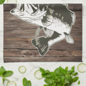 ベースパーソナライズされた魚釣りモノグラムアウトドア素朴 キッチンタオル (折り畳み)