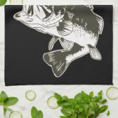 ベースパーソナライズされた魚釣りモノグラムアウトドア素朴 キッチンタオル (折り畳み)