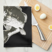 ベースパーソナライズされた魚釣りモノグラムアウトドア素朴 キッチンタオル (四つ折り)