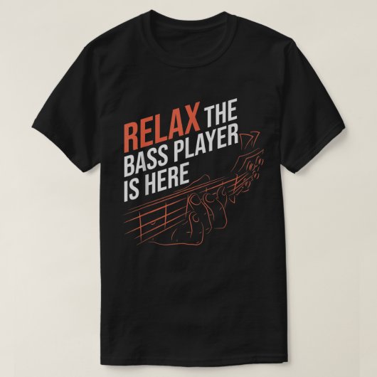 ベースプレイヤーが来た ベースギター Tシャツ (デザイン正面)