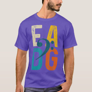 ベースプレーヤーヴィンテージEADGダブルベースクレフ、 音符記号ベーシスト Tシャツ