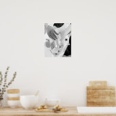 ベースプレーヤー、ベースと手、負の画像 ポスター (キッチン)