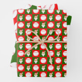 ベースボールとサンタクロース赤と緑のクリスマス ラッピングペーパーシート (インサイチュ)