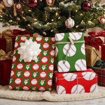 ベースボールとサンタクロース赤と緑のクリスマス