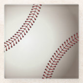 ベースボールまたはソフトボールのデザイン ガラスコースター (正面)