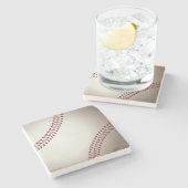 ベースボールまたはソフトボールのデザイン ストーンコースター (横)