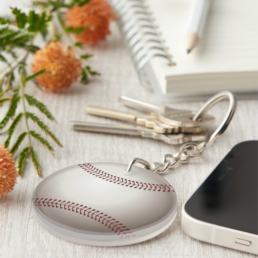 ベースボールまたはソフトボールの設計 キーホルダー (正面右)