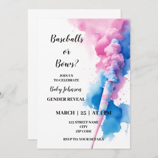 ベースボールまたはボウジェンダーの表示招待状 招待状 (正面/裏面)