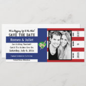 ベースボールウェディングの結婚式出席のお知らせ セーブザデート (正面/裏面)