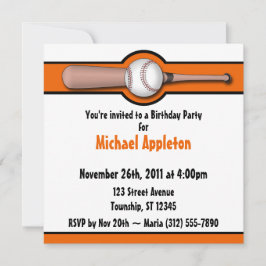 ベースボールオレンジ誕生日招待状 招待状