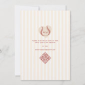 ベースボールカップル婚約パーティウェディングシャワー 招待状 (裏面)