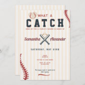 ベースボールカップル婚約パーティウェディングシャワー 招待状 (正面/裏面)