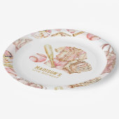 ベースボールガール誕生日 パーソナライズされた ペーパープレート (アングル)